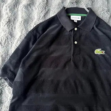 LACOSTE 피케 셔츠 블랙 FR4 파일 원단 절개 동일 컬러 보더