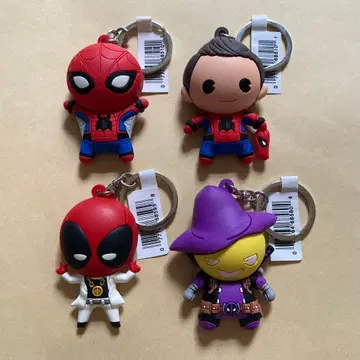 MARVEL 스파이더맨 데드풀 키링 4개 세트