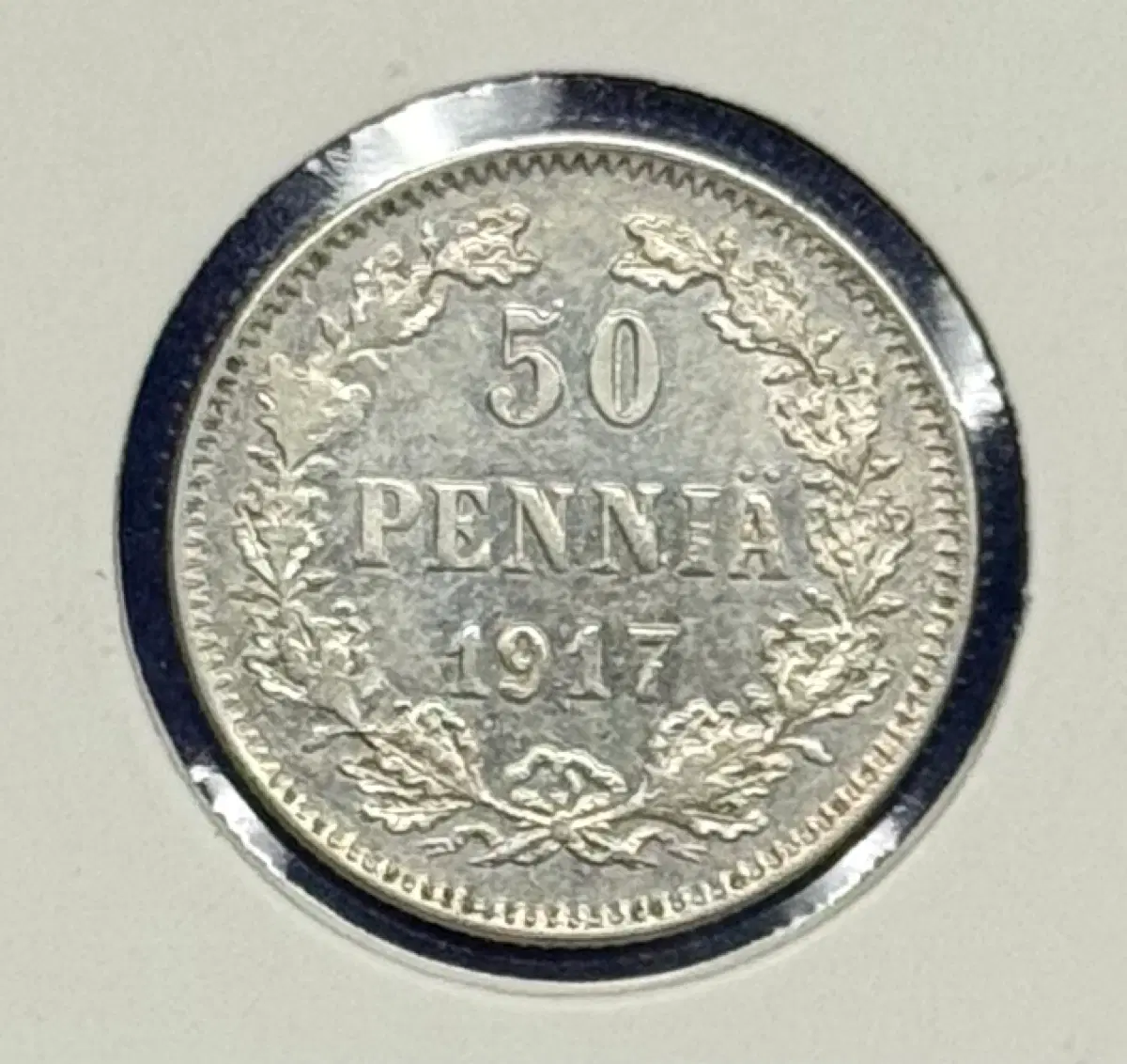 1917년 필란드 50페니아은화(은75%,2,55g)