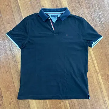 TOMMY HILFIGER 피케 셔츠 L 블랙 원포인트 로고