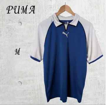 [ PUMA ] 90s 빈티지 반팔 피케 셔츠 블루 화이트 남성용 M