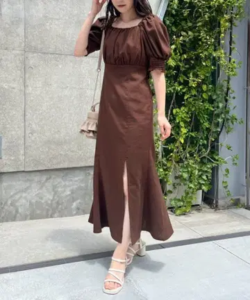 NICECLAP 백리본 원피스 오프숄더 퍼프 슬리브 택 포함