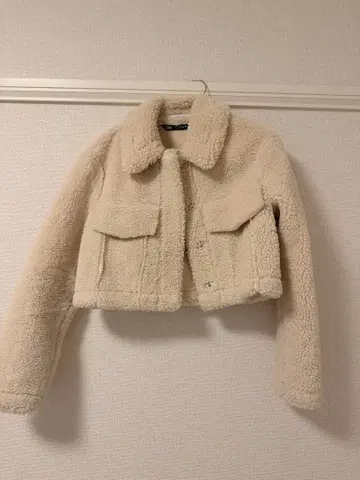 ZARA 보아 자켓 크롭 아이보리 XS