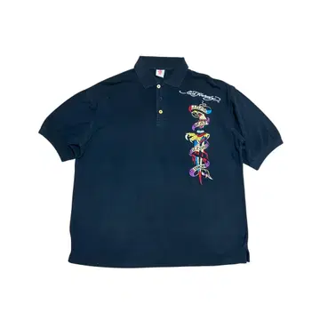 Ed Hardy 피케 셔츠 자수 블랙