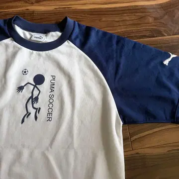 PUMA SOCCER 래글런 T셔츠 네이비 화이트