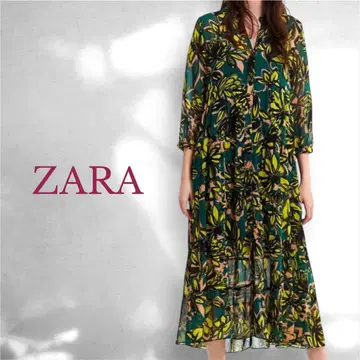 ZARA 리미티드 에디션 프린트 맥시 길이 롱 원피스