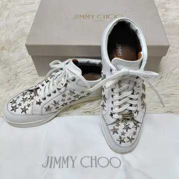 새상품급 JIMMY CHOO 화이트 스타 스터드 스니커즈 37/24cm