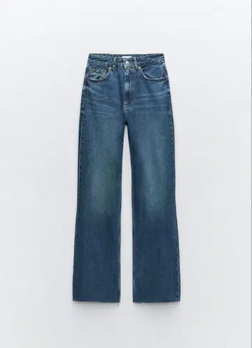 zara 데님 팬츠 TRF HIGH-RISE WIDE-LEG 블루