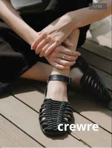 미사용 새상품 crewre 노트 코드 가죽 샌들 코스파시옹 유리
