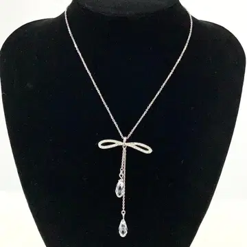 SWAROVSKI 목걸이 리본 모티브 큐빅 스와로브스키