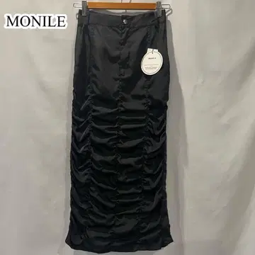 택 포함 새상품 MONILE 모니레 개더 롱 스커트 블랙 F