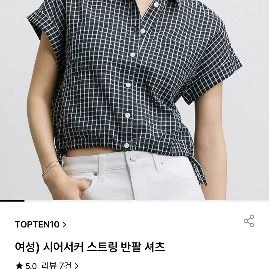 TOPTEN10 여성 시어서커 스트링 반팔 셔츠