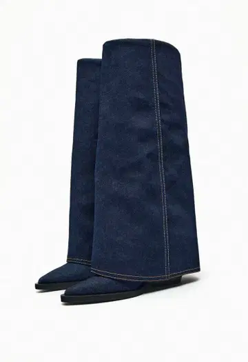 ZARA 게이터 부츠 데님 와이드 샤프트 부츠 37 사이즈