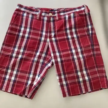 TOMMY HILFIGER 체크 무늬 하프 팬츠 레드 32