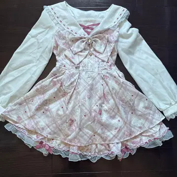 LIZLISA Sewing Bear 패턴 셋업 핑크