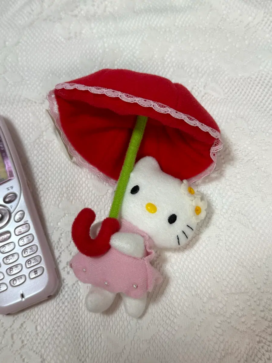 산리오 고전 헬로키티 우산키티 레어 핑크 키링