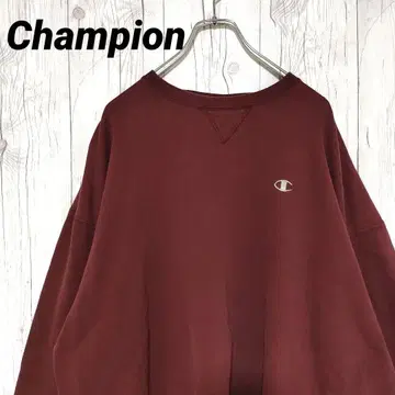 챔피온 맨투맨 자수 로고 보르도 와인 2XL 90s 멕시코제