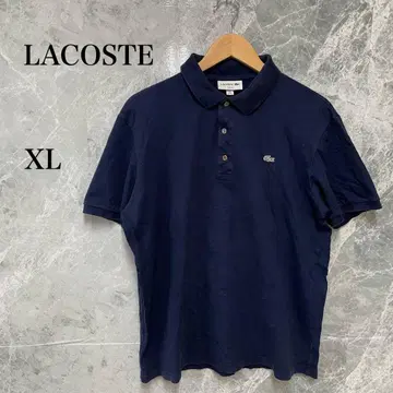 LACOSTE 남성용 M 네이비 피케 셔츠 슬림핏 악어 로고