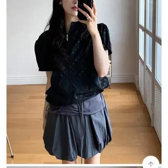 도트 땡땡이 퍼프 바람막이 점퍼