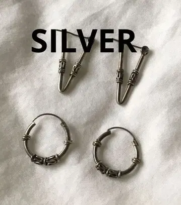 빈티지 에스닉 실버 귀걸이 SILVER 후프 트라이앵글
