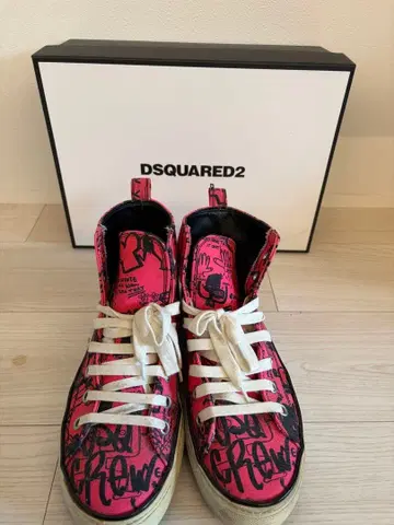 DSQUARED2 하이컷 스니커즈 그래피티 핑크