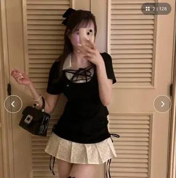 레이어드 스타일 슬림 미니 원피스 올리브 데 올리브
