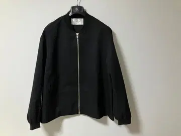 CITY 트윌 울 노카라 블루종 자켓 MA1 타입 블랙