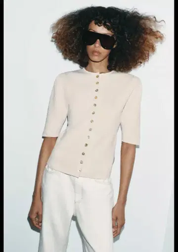 ZARA 반팔 가디건 화이트