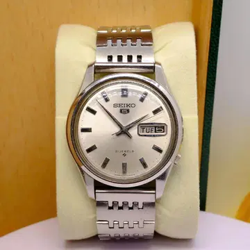 C186 SEIKO 5 자동 시계 21석 실버 다이얼 35mm