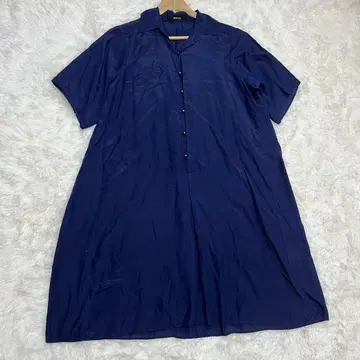 ZUCCA 주카 실크 혼방 셔츠 원피스 네이비 네이비 컬러 M 사이즈