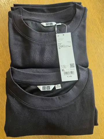 UNIQLO U 에어리즘 코튼 오버 사이즈 T 블랙 XL 2개
