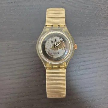 레어 Swatch 자동 와인딩 스켈레톤 골드 컬러 1990년대