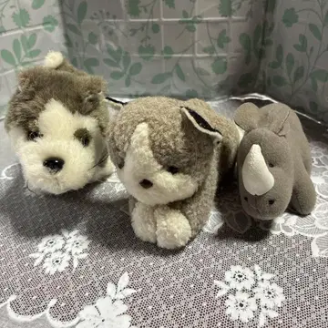 동물 봉제 인형 3세트 개 고양이 코끼리