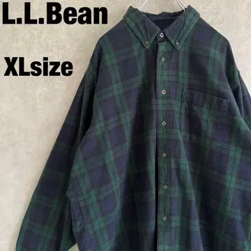 90s 엘엘빈 XL 블랙워치 플란넬 셔츠 버튼 다운