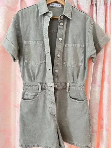 ZARA 데님 숏 올인원 그레이