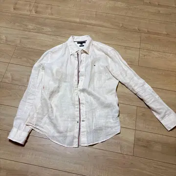 TOMMY HILFIGER 린넨 긴팔 셔츠 화이트