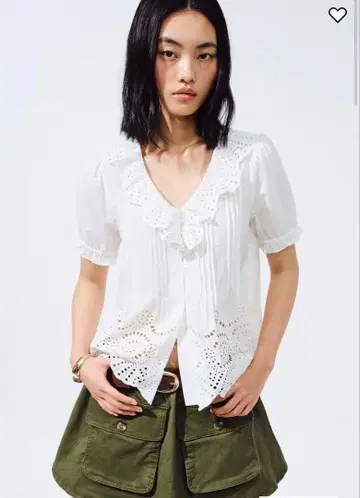 H&M 영국 자수 코튼 블라우스