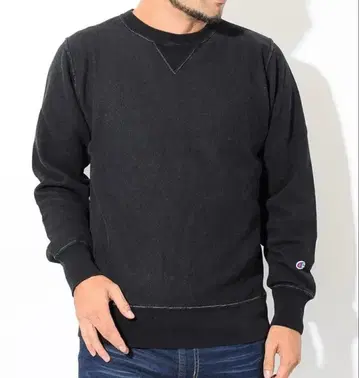 Champion 크루 스웻 REVERSE WEAVE 블랙