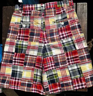 CLEVE SHIRTMAKERS 패치워크 체크 하프 팬츠 W30