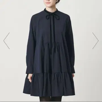 유나이티드 애로우즈 타프타 개더 티어드 원피스 네이비 S 사이즈