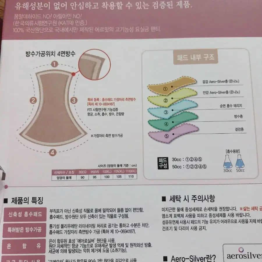 보나수 요실금 팬티 (여성용) 4개 일괄