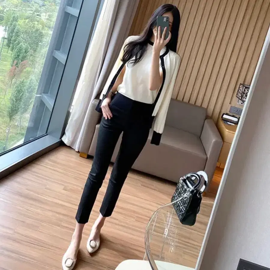 바스락재질 코튼반하이 슬랙스 ㅡ베이지,블랙 새제품