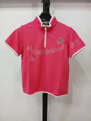 Munsingwear 여성용 골프웨어 하프 지퍼 핑크