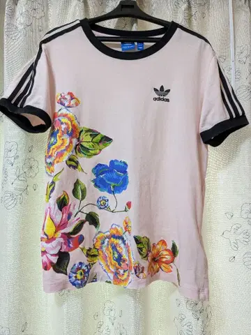 adidas 아디다스 꽃무늬 반팔 T셔츠 핑크 M