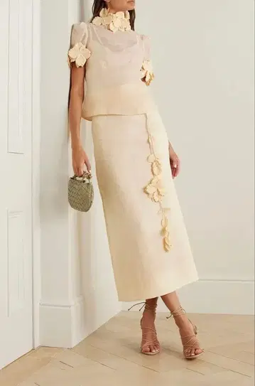 ZIMMERMANN 지머만 아플리케 린넨 스커트 S
