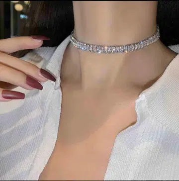 122NR CZ 초커 목걸이 실버 플라티나풍 고급 파티 인기