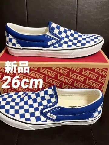 VANS 반스 슬립온 체커 새상품 파랑 스니커즈 블루 26cm