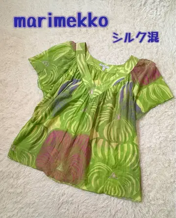 marimekko 실크 혼방 빅 사이즈 S 프렌치 슬리브 튜닉 보타니컬