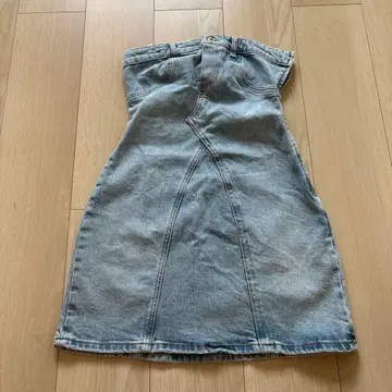ZARA 데님 베어탑 미니 원피스 XS