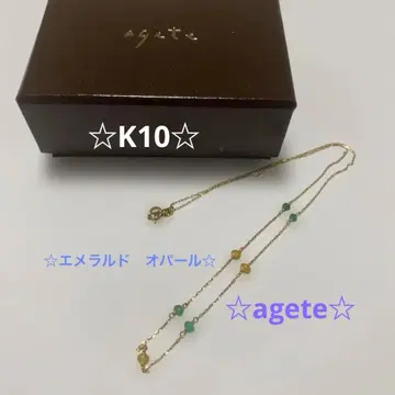 [ 새상품급 ] agete K10 에메랄드 오팔 목걸이